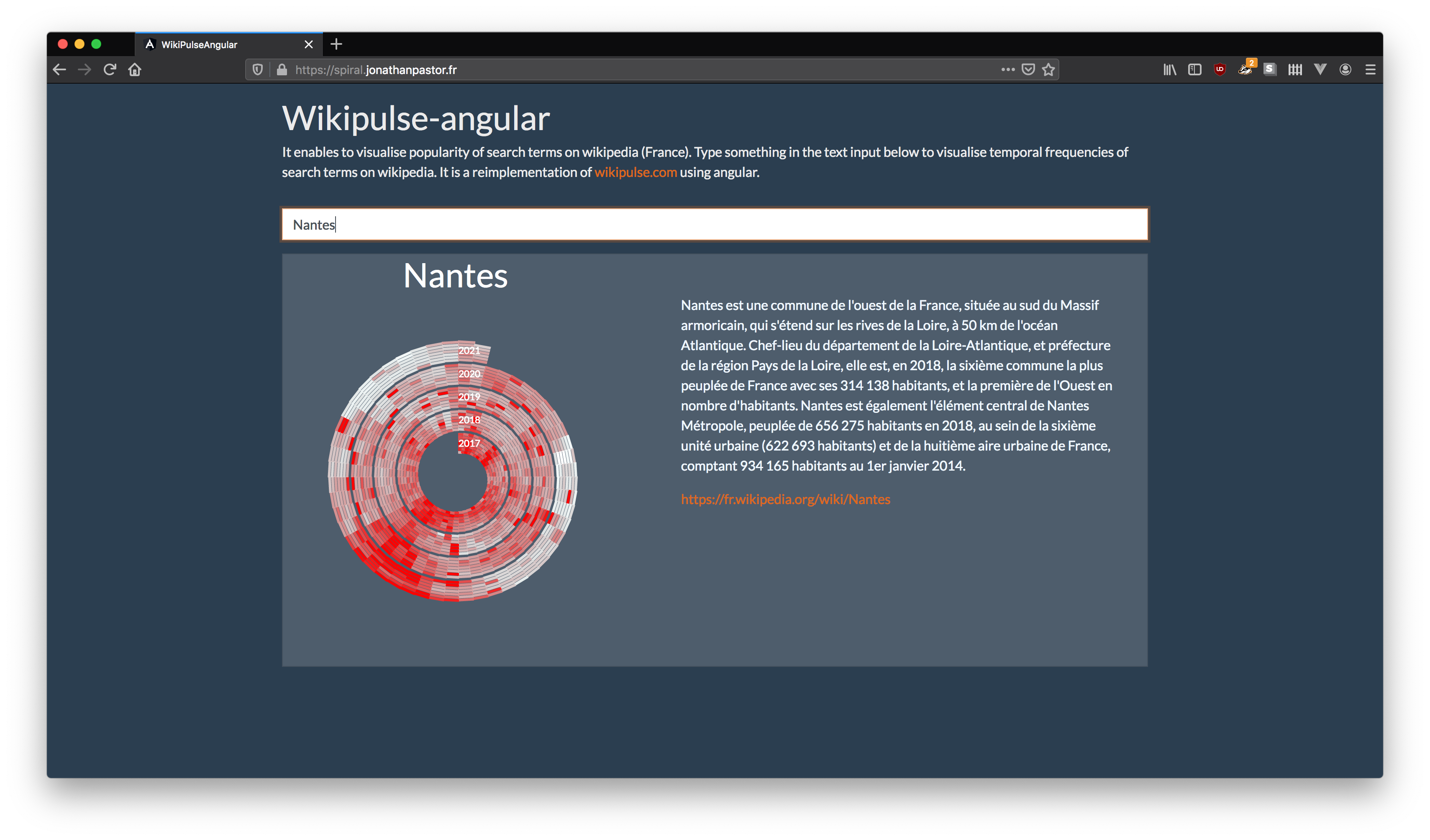 screenshots of wikipulse angular